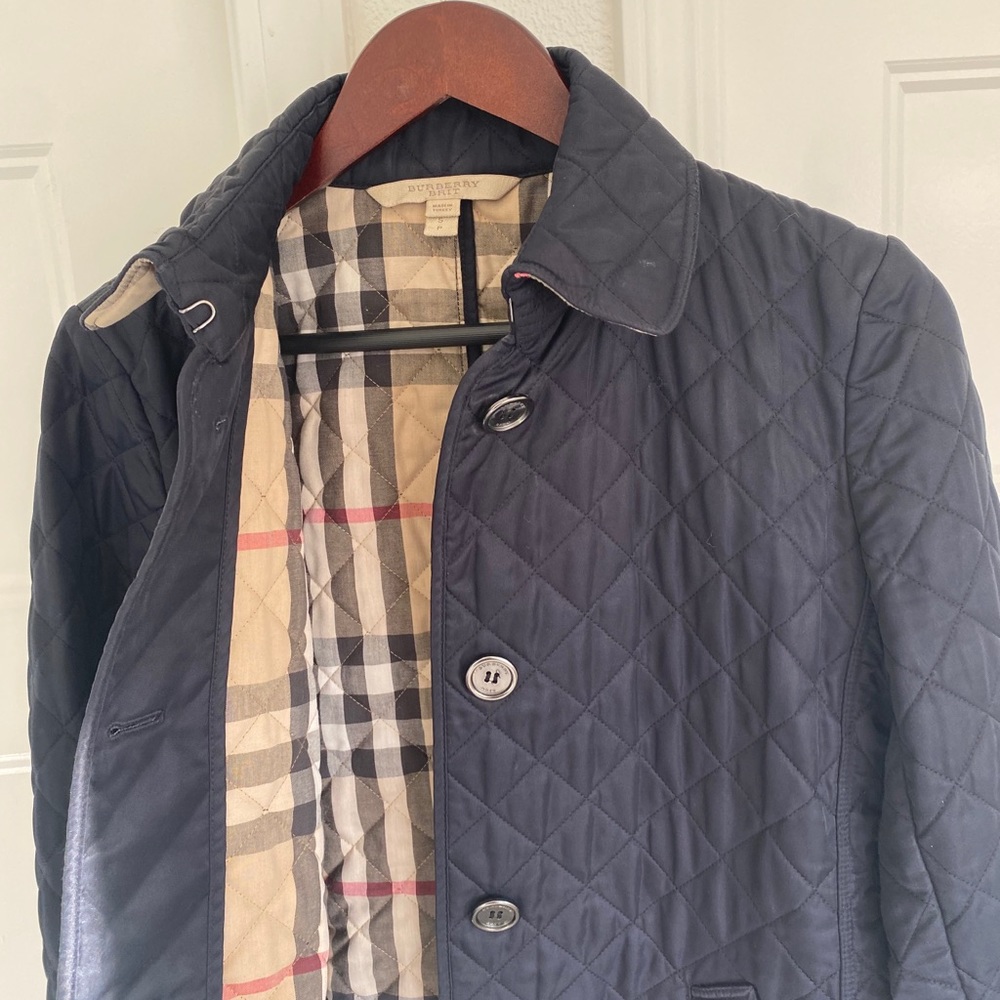 Burberry Brit Quilted Navy Coat- Size Small